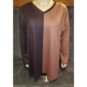 Pure Lady Tunic Dress  Chocolate and Mauve Full Sleeve 2X NWT